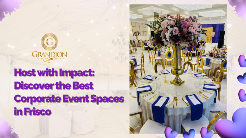Elegant corporate event space in Frisco set up for a professional business gathering.